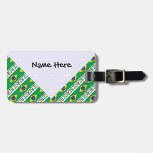 Brasil Bandiera Brasil Tiled Personalised Name  Luggage Tag