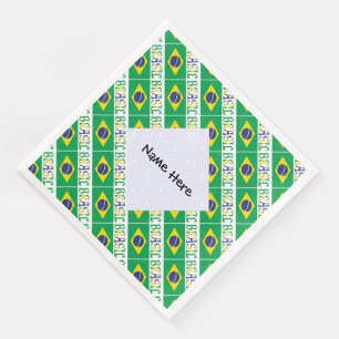 Brasil Bandiera Brasil Tiled Personalised Name Napkin