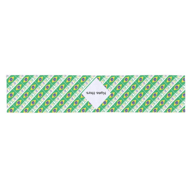 Brasil Bandiera Brasil Tiled Personalised Name  Short Table Runner (Horizontal)