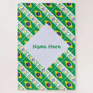 Brasil Bandiera Brazil Tiled Personalised Jigsaw Puzzle