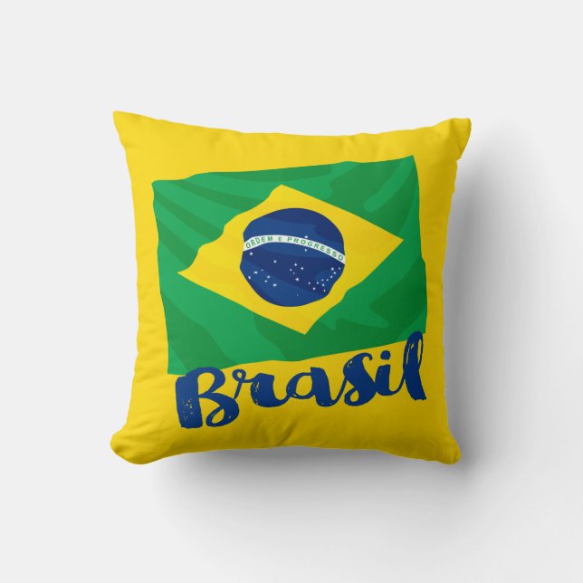 Brasil Brazil Flag Throw Pillow (Front)