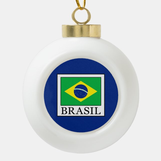 Brasil Ceramic Ball Christmas Ornament (Front)