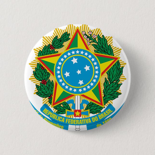 Brasil  Coat of Arms 6 Cm Round Badge (Front)