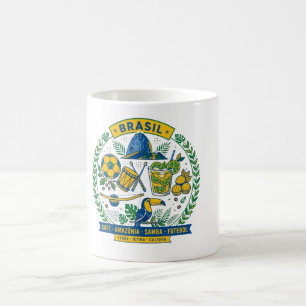 Brasil Culture Badge Cafe Samba Futebol Amazonia Coffee Mug