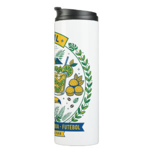 Brasil Culture Badge Cafe Samba Futebol Amazonia Thermal Tumbler