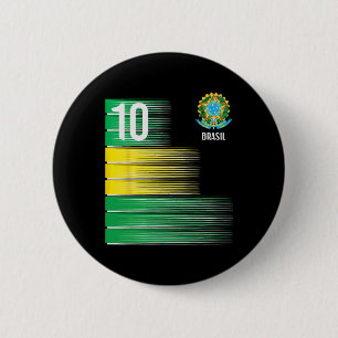 Brasil Flag Number 10 Brazil Soccer Men Women Boys 6 Cm Round Badge