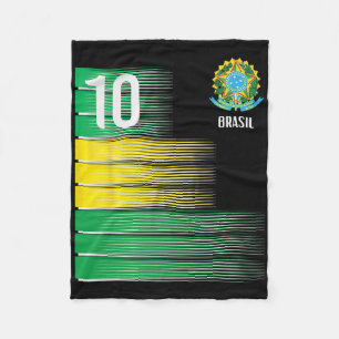 Brasil Flag Number 10 Brazil Soccer Men Women Boys Fleece Blanket