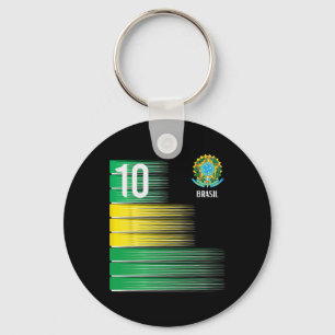 Brasil Flag Number 10 Brazil Soccer Men Women Boys Key Ring