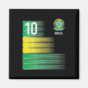 Brasil Flag Number 10 Brazil Soccer Men Women Boys Magnet