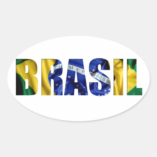 Brasil Flag Oval Sticker (Front)