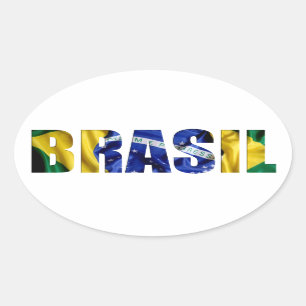 Brasil Flag Oval Sticker