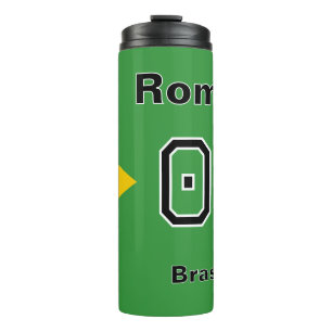 Brasil Flag Personalised Soccer Player Name Number Thermal Tumbler