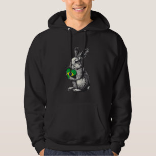 Brasil Flag Rabbit Heart Brasilian Pride Brazilian Hoodie