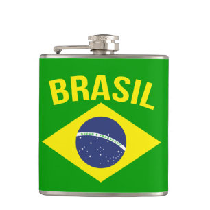 Brasil flag slogan hip flask