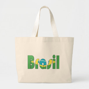 Brasil Flag T-shirt Large Tote Bag