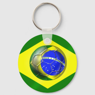 Brasil Futebol Bandeira soccer ball flag of Brazil Key Ring
