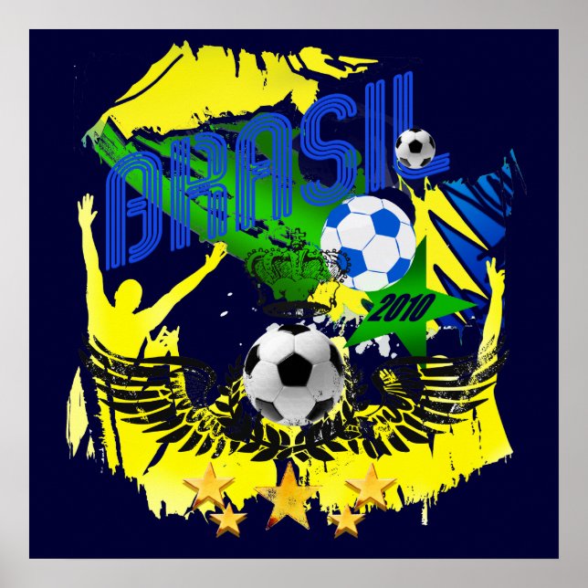 Brasil Grunge 2010 soccer lovers futbol gifts Poster (Front)