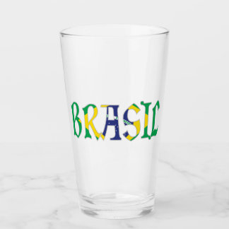 Brasil in Portuguese in Flag Colours Glass