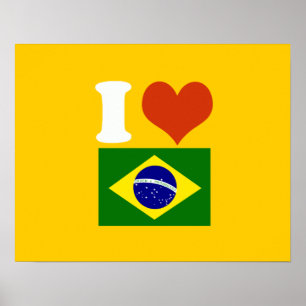 Brasil Love Flag  Poster