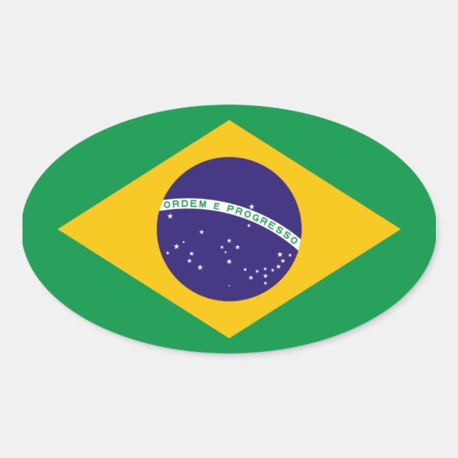 Brasil National Flag Oval Sticker (Front)