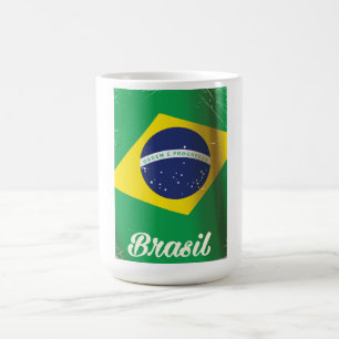 Brasil national flag vintage travel poster coffee mug