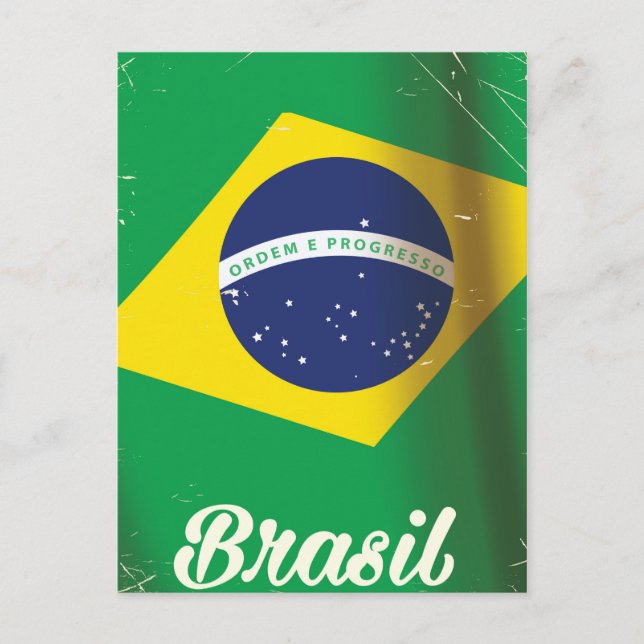 Brasil national flag vintage travel poster postcard (Front)