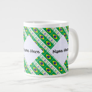 Brasil o Bandera Brasil Tiled Personalised  Large Coffee Mug