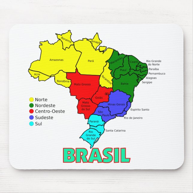 Brasil. Regions in Colour Mouse Mat (Front)
