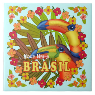 Brasil Toucans ceramic tile