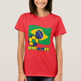 Brasileiro Futebol e Bandeira Brasil in Portuguese T-Shirt