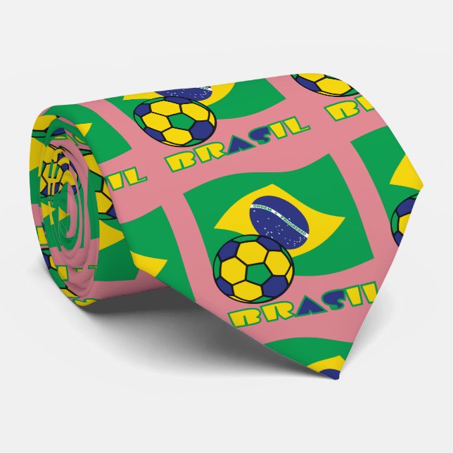 Brasileiro Futebol e Bandeira Tie (Rolled)
