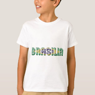 Brasilia Brasil Brazil Typography Flag Colours T-Shirt