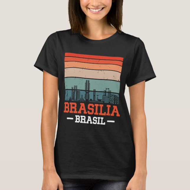 Brasilia Brasil Retro Vintage Sunset Skyline Brasi T-Shirt (Front)