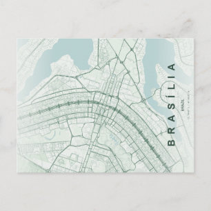 Brasilia Brazil Map Minimal Postcard