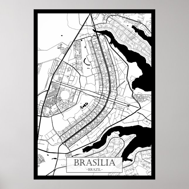 Brasília Brazil Map Poster (Front)