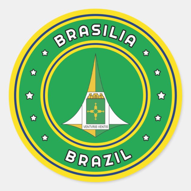 Brasilia Coat Of Arms Brazil Classic Round Sticker (Front)