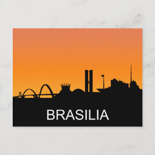 Brasilia silhouette, summer sunset, illustration postcard