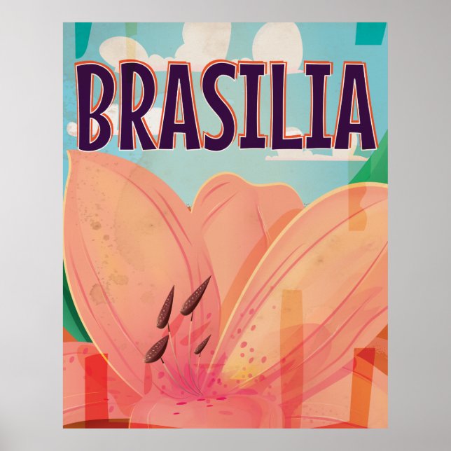 Brasilia Vintage Travel Poster (Front)