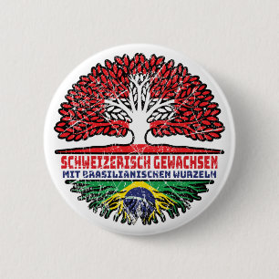 Brasilien Brasilianisch Schweizer Schweiz Baum 6 Cm Round Badge