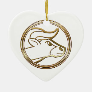 Brass and Copper Taurus Zodiac Astrology Ceramic Tree Decoration