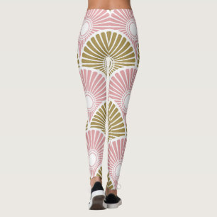 Brass and Pink semi circle wave pattern Leggings