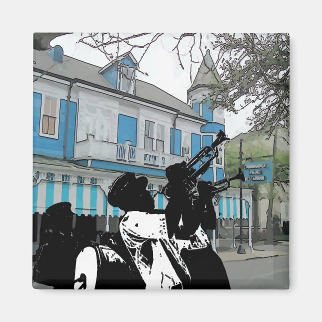 Brass Band at Restaurant New Orleans Magnet (Front)