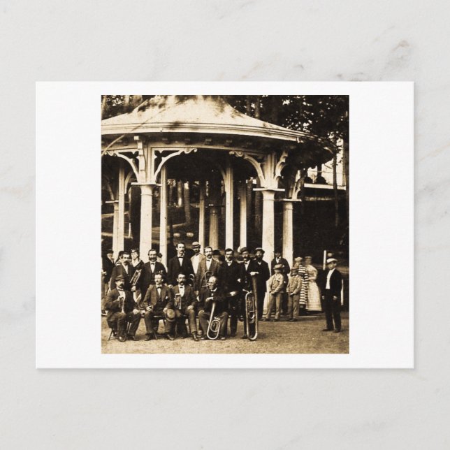 Brass Band at Saratoga Springs, New York ca. 1860s Postcard (Front)