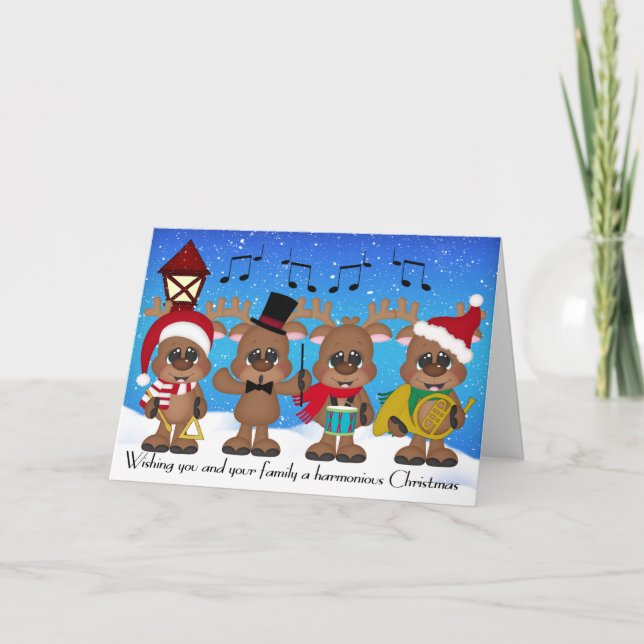 Brass Band Christmas Reindeer Greeting Card (Front)