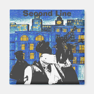 Brass Band, Second Line, New Orleans add text Magnet