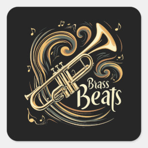 Brass Beats Trumpet Player Groove Square Sticker
