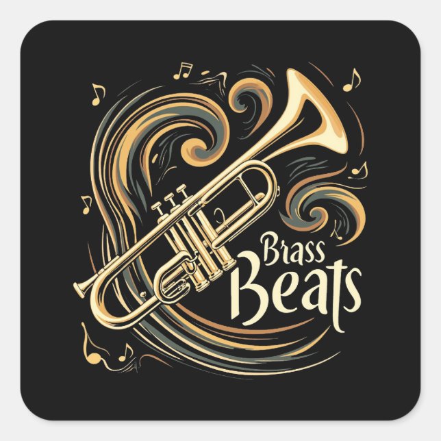 Brass Beats Trumpet Player Groove Square Sticker (Front)