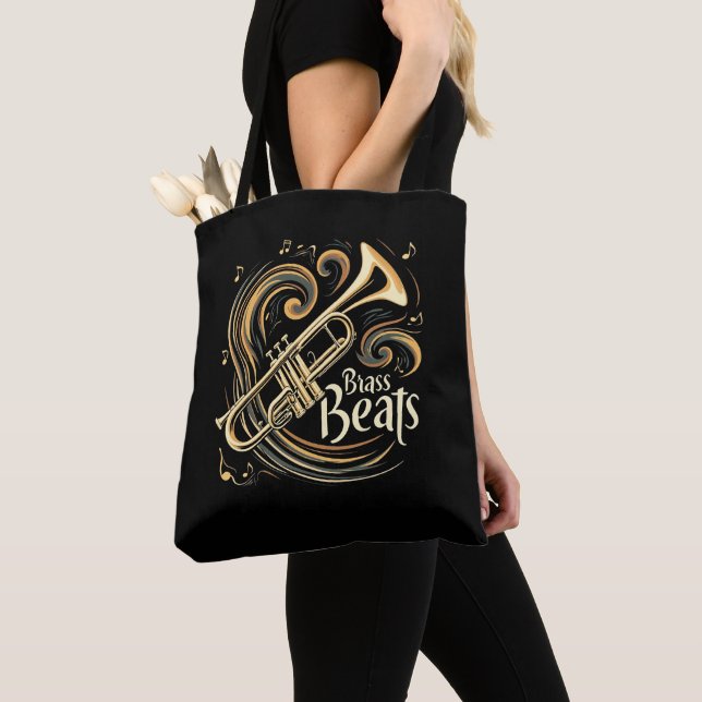 Brass Beats Trumpet Player Groove Tote Bag (Close Up)