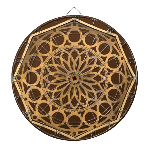 Brass decorated and handcrafted, very elegant dartboard (Front)