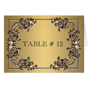 Brass gold ornate table number wedding dinner